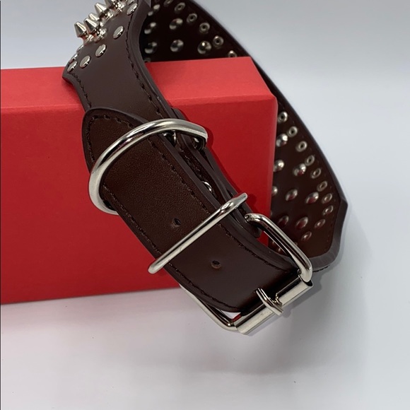Brown decorative studded collar for DOG PET - Picture 8 of 16